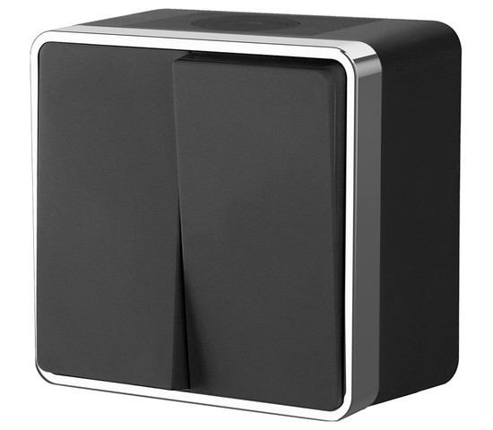 Выключатель двухклавишный влагозащищенный Gallant (черный/хром) (W5020235)