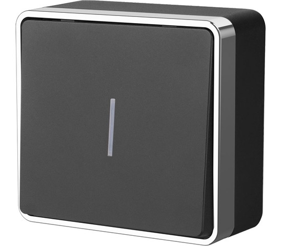 Выключатель одноклавишный с подсветкой Gallant (черный/хром) (W5010135)