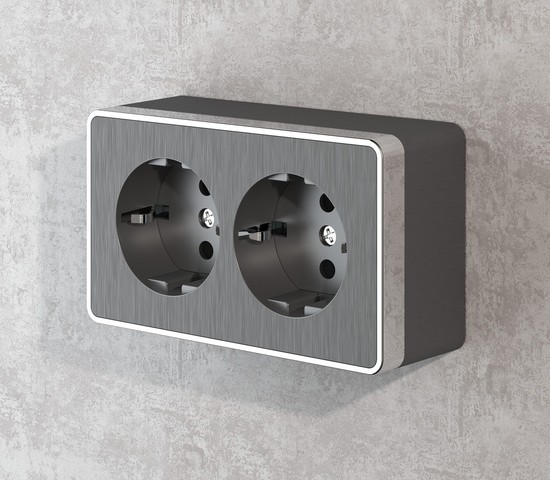 Розетка двойная с заземлением Gallant (графит рифленый) (W5072104)