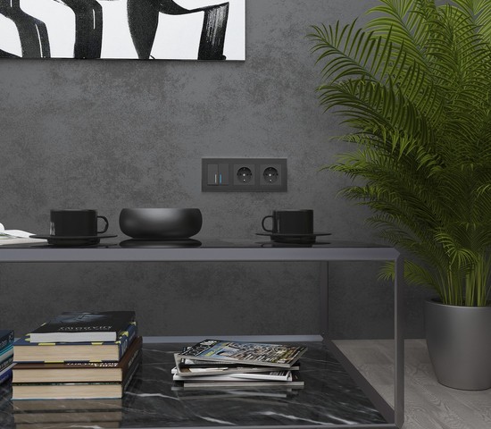 Рамка на 3 поста Aluminium (черный алюминий) (W0031708)