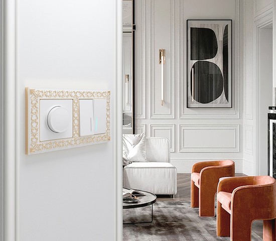 Рамка на 2 поста Antik (белое золото) (W0021523)