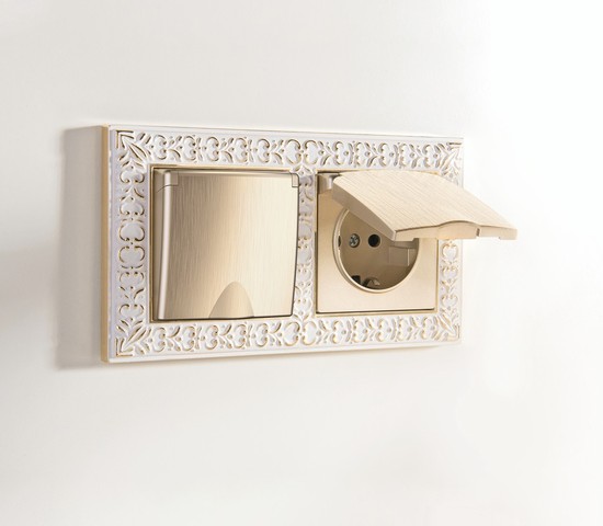 Рамка на 2 поста Antik (белое золото) (W0021523)