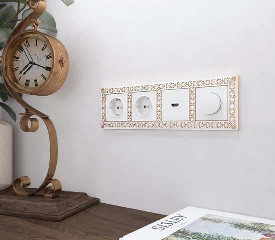 Рамка на 4 поста Antik (белое золото) (W0041523)