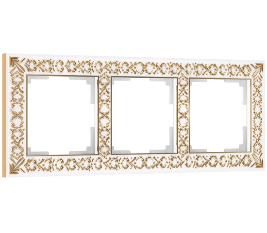 Рамка на 3 поста Antik (белое золото) (W0031523)