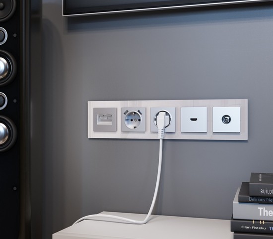 Рамка на 5 постов Favorit (дымчатый,стекло) (W0051117)