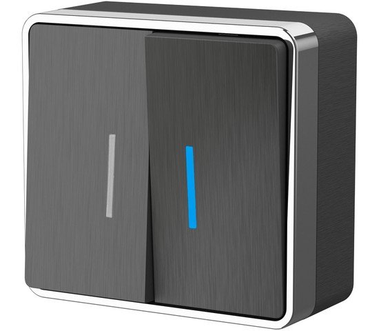 Выключатель двухклавишный с подсветкой Gallant (графит рифленый) (W5020104)