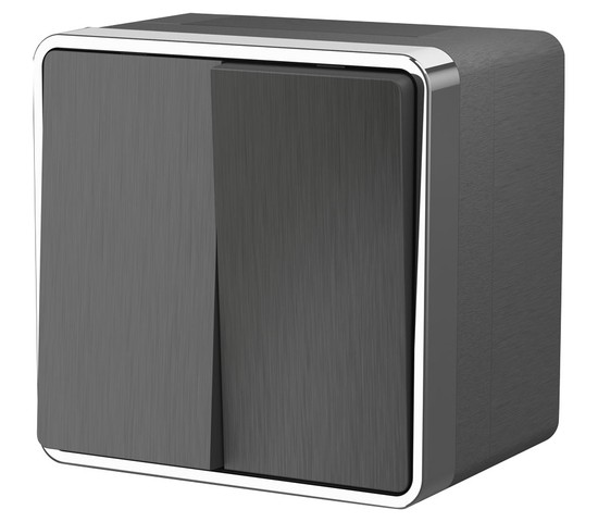 Выключатель двухклавишный влагозащищенный Gallant (графит рифленый) (W5020204)