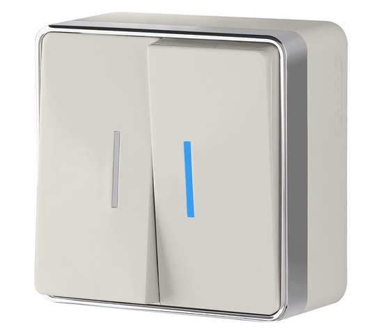 Выключатель двухклавишный с подсветкой Gallant (слоновая кость) (W5020103)