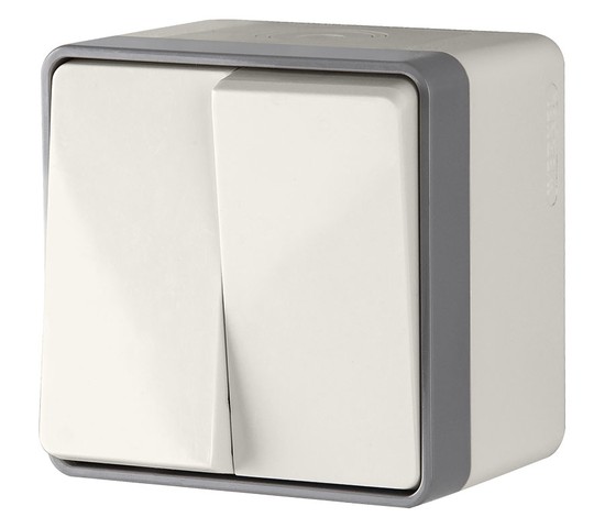 Выключатель двухклавишный влагозащищенный Gallant (слоновая кость) (WL15-03-02)