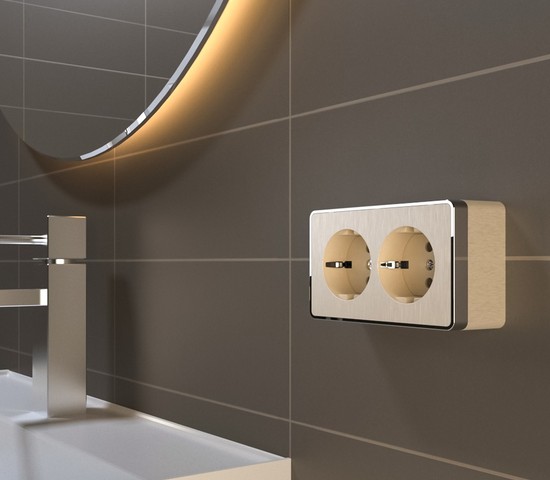 Розетка двойная с заземлением Gallant (шампань рифленый) (W5072110)