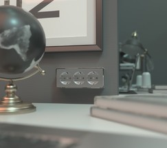 Розетка тройная с заземлением и шторками Gallant (серебряный) (W5073106)