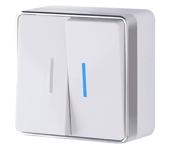 Выключатель двухклавишный с подсветкой Gallant (белый) (W5020101)