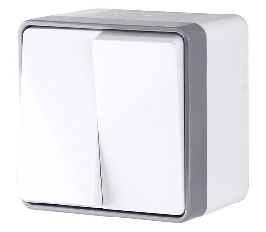 Выключатель двухклавишный влагозащищенный Gallant (белый) (WL15-03-02)