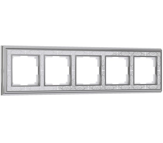 Рамка на 5 постов (хром/белый) (WL77-Frame-05)