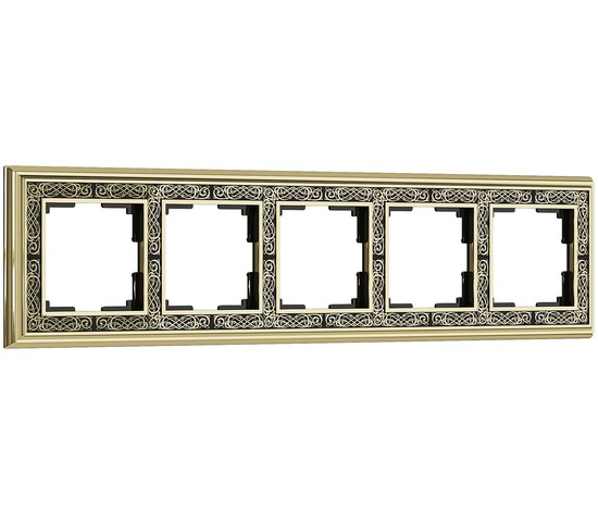 Рамка на 5 постов (золото/черный) (WL77-Frame-05)