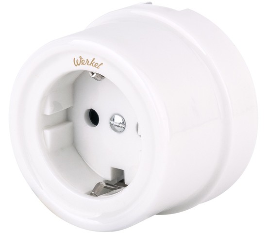 Розетка с заземлением (белый) Ретро (W5671001)