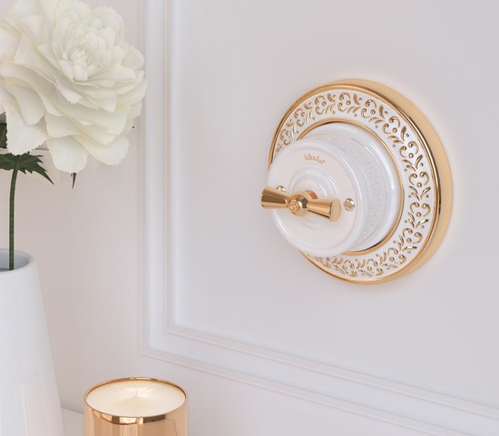 Выключатель на 4 положения двухклавишный (белый) Ретро (WL18-01-05)