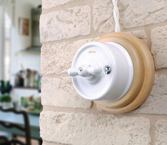 Выключатель на 4 положения двухклавишный (белый) Ретро (WL18-01-05)