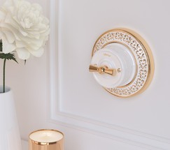 Выключатель на 4 положения двухклавишный (белый) Ретро (WL18-01-05)