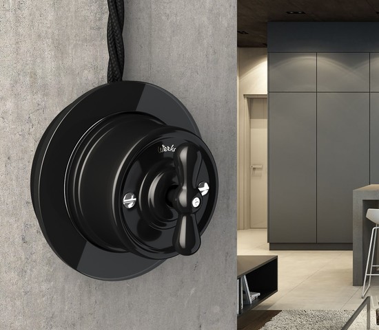 Выключатель на 4 положения двухклавишный (черный) Ретро (W5620008)