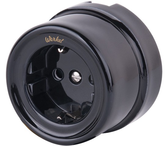 Розетка с заземлением (черный) Ретро (W5671008)