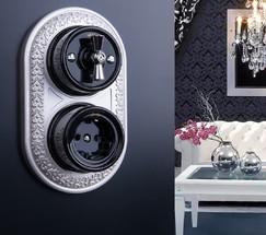 Розетка с заземлением (черный) Ретро (W5671008)