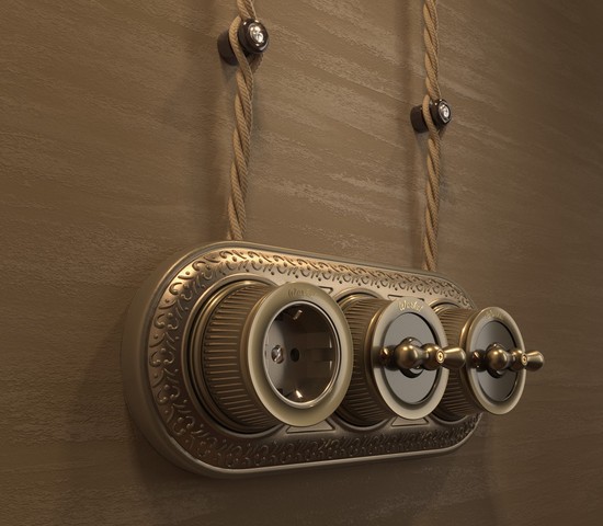 Переключатель одноклавишный (бронзовый) Ретро (W5712012)