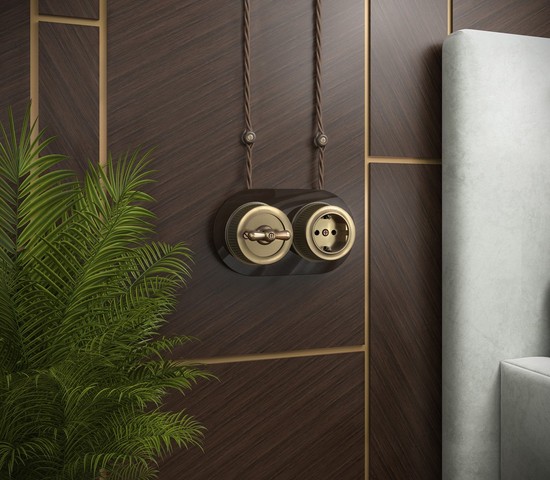 Розетка с заземлением (бронзовый) Ретро (W5771012)