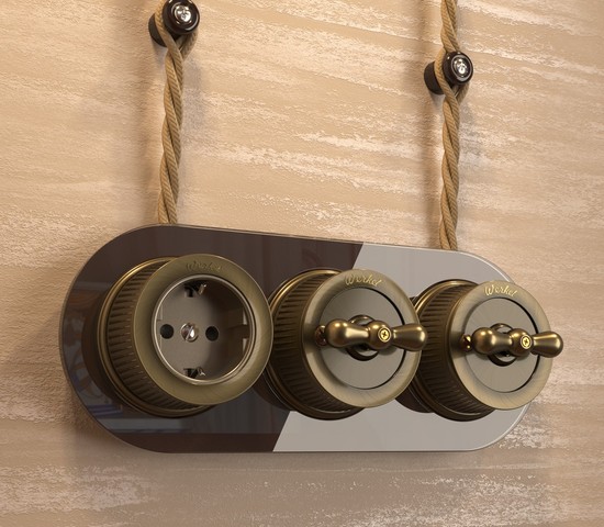 Розетка с заземлением (бронзовый) Ретро (W5771012)