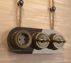 Розетка с заземлением (бронзовый) Ретро (W5771012)