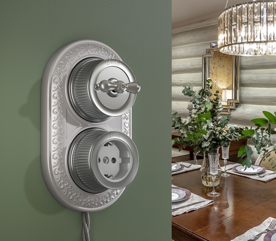 Переключатель одноклавишный (Матовый хром) Ретро (WL19-01-03)