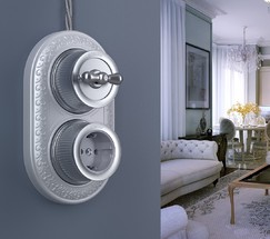 Переключатель одноклавишный (Матовый хром) Ретро (WL19-01-03)