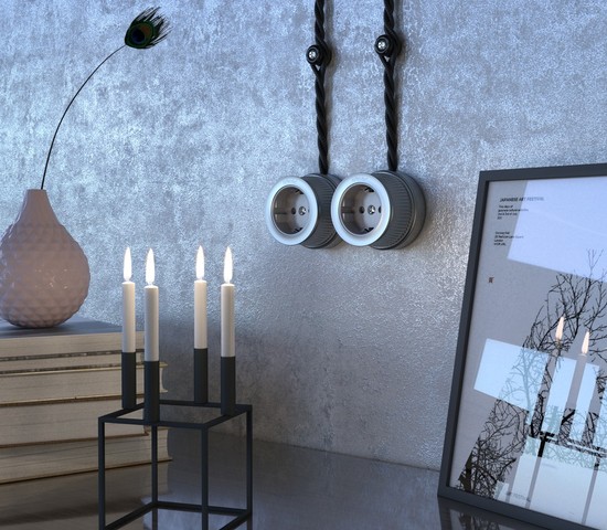 Розетка с заземлением (Матовый хром) Ретро (WL19-10-01)