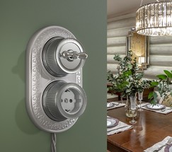 Выключатель на 4 положения двухклавишный (Матовый хром) Ретро (WL19-01-05)