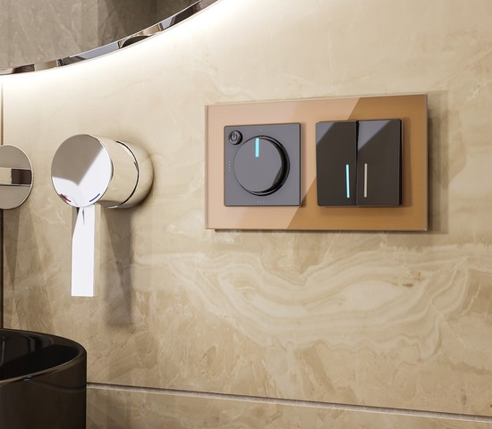 Рамка на 2 поста (бронзовый,стекло) (WL01-Frame-02)