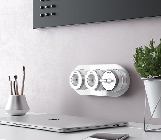 Переключатель одноклавишный Vintage (белый матовый/хром) (W5812050)