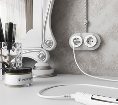 Розетка с заземлением Vintage (белый матовый/хром) (W5871050)