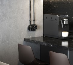 Переключатель одноклавишный Vintage (черный матовый/хром) (W5812051)