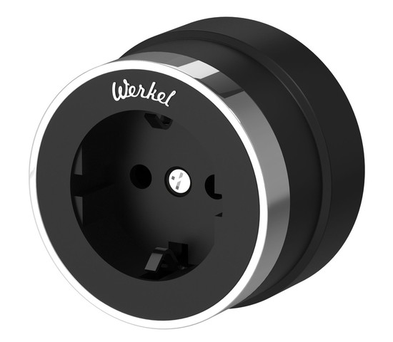 Розетка с заземлением Vintage (черный матовый/хром) (W5871051)