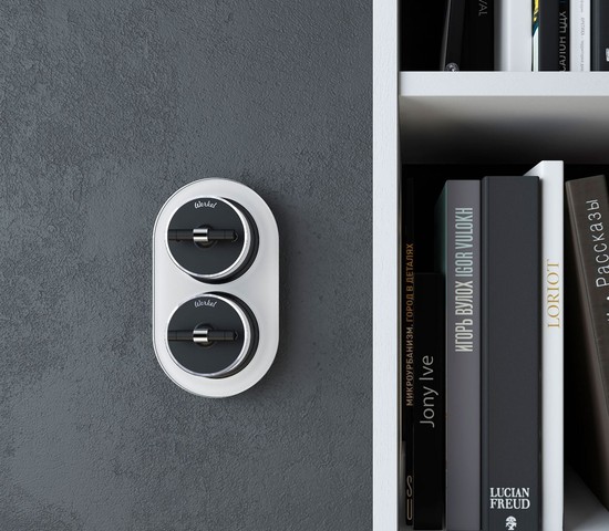 Выключатель на 4 положения двухклавишный Vintage (черный матовый/хром) (W5822051)