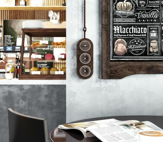 Переключатель одноклавишный Vintage (мокко матовый/хром) (W5812052)