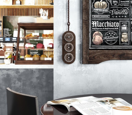 Выключатель на 4 положения двухклавишный Vintage (мокко матовый/хром) (W5822052)