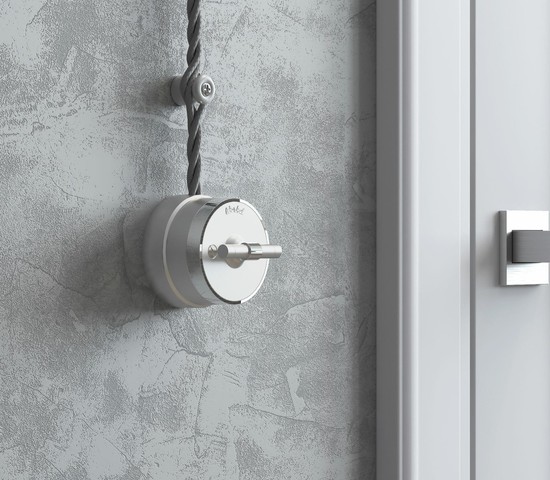 Переключатель одноклавишный Vintage (серебро матовый/хром) (W5812054)