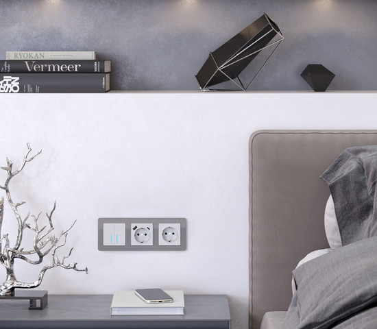 W0032704/ Рамка на 3 поста Acrylic (графит)