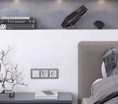 W0032704/ Рамка на 3 поста Acrylic (графит)