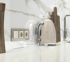 W1171162/ Розетка с заземлением и шторками (айвори матовый)