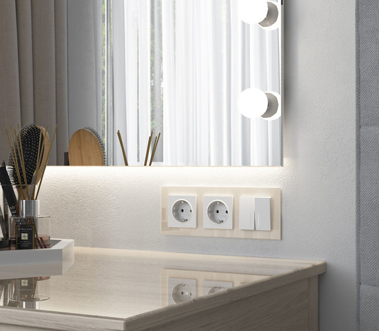 W1120161/ Выключатель двухклавишный с подсветкой (белый матовый)