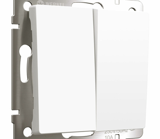 W1122061/ Выключатель двухклавишный проходной (белый матовый)