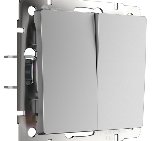 W1123008/ Перекрестный выключатель двухклавишный (серебряный)