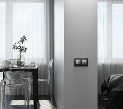 W1123008/ Перекрестный выключатель двухклавишный (серебряный)